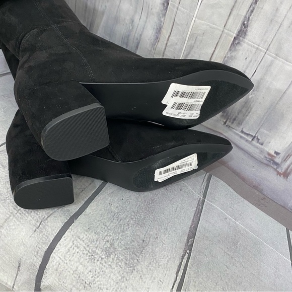 Steve Madden Eagerly Over The Knee Boots Suede Ties Pointed Toe Black 7.5M NEW - Picture 11 of 16